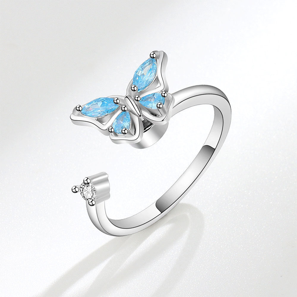 Rotatable Butterfly Female Cold Wind Niche Opening Ring