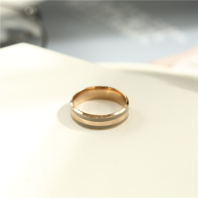 Titanium Steel Couple Style Fashionable Rose Gold Rings