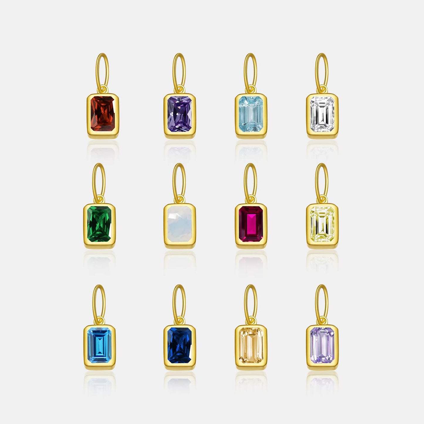 Women's Birthstone Sterling Sier Parts Square Zircon Pendants