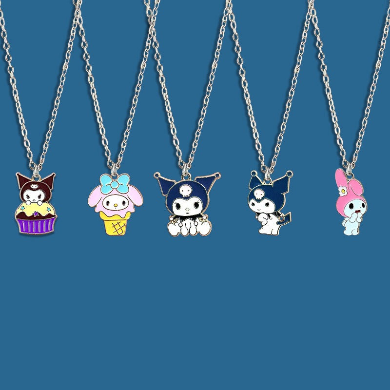 Summer Girlfriends Messenger Sisters Pair Clow Necklaces