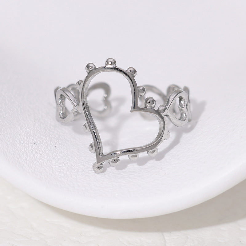 Simple Fashionable Stainless Steel Heart-shaped High-grade Gold-plated Ring