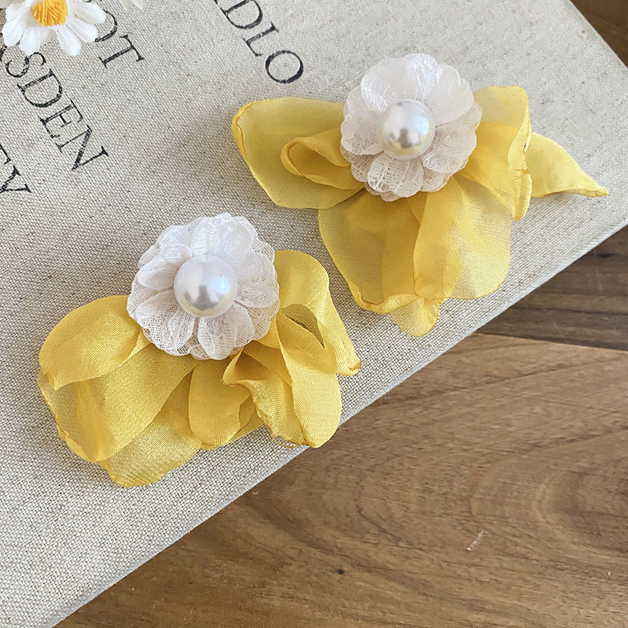 Palette Niche Design Sunflower Flower Female Vacation Style Stud Earrings