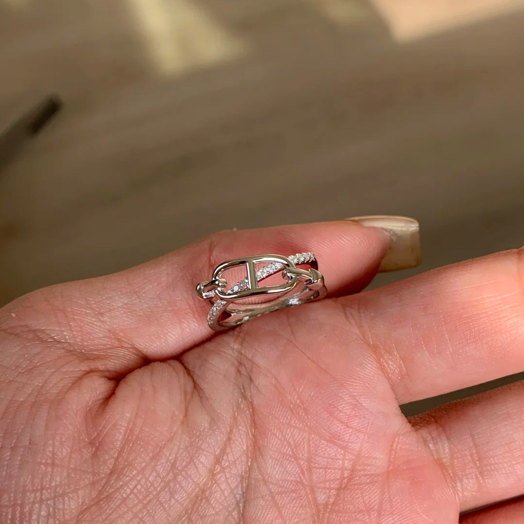 Women's Pig Nose Cross Light Luxury Personalized Ring