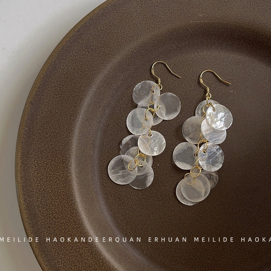 Plated Creative Design Temperament Beautiful Shell Crystal Female Earrings