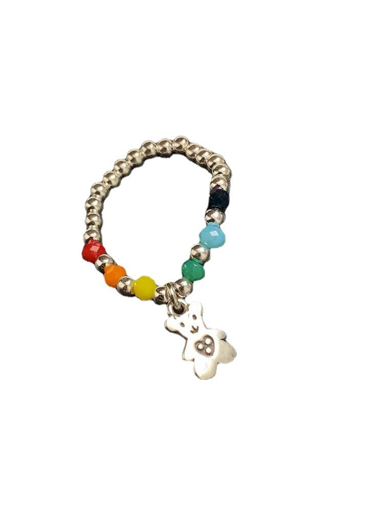 Beaded Female Rainbow Smiley Face Love Heart Simplicity Rings