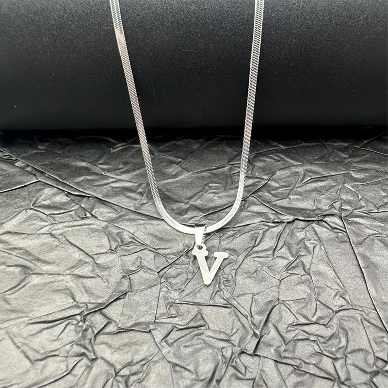 Letter Blade Chain Stainless Steel Material Necklaces