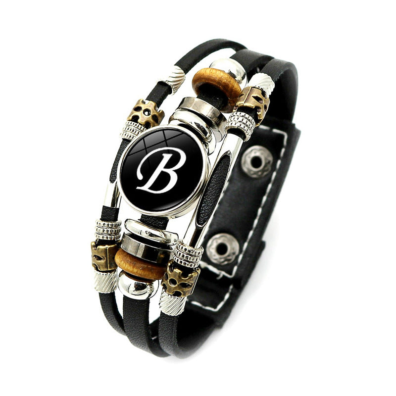 Women's English Letters Retro Punk Beaded Hand Bracelets