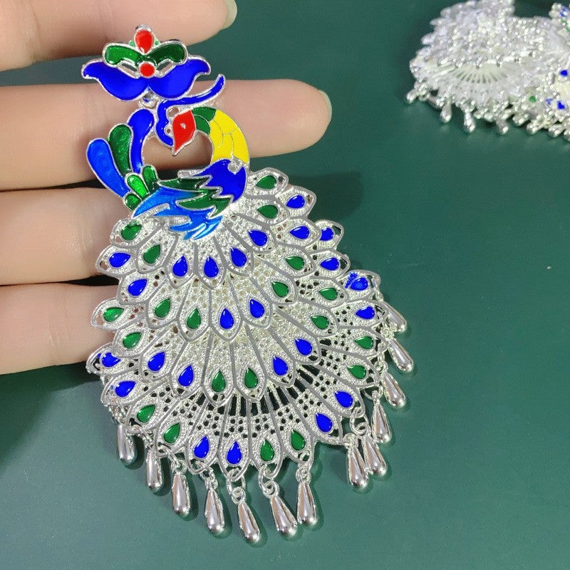 Magnets Sier Hat Butterfly Peacock Phoenix Earrings