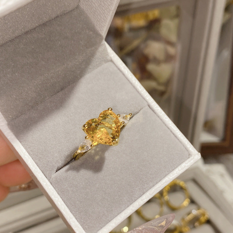 Camellia Fashion Romantic French Golden Rhinestone Gold Plated Ring