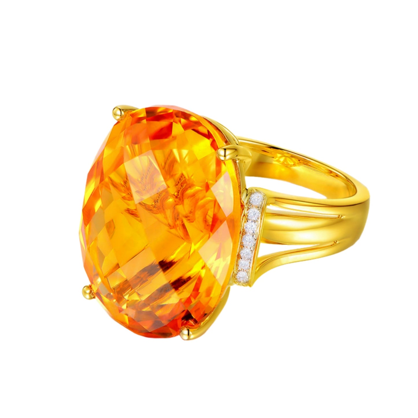 Imitation Natural Citrine Gold Big Stone Rings
