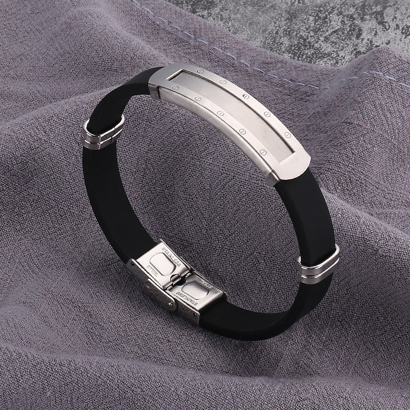 Men's Silicone Stainless Steel Laser Sculpture Hip Bracelets