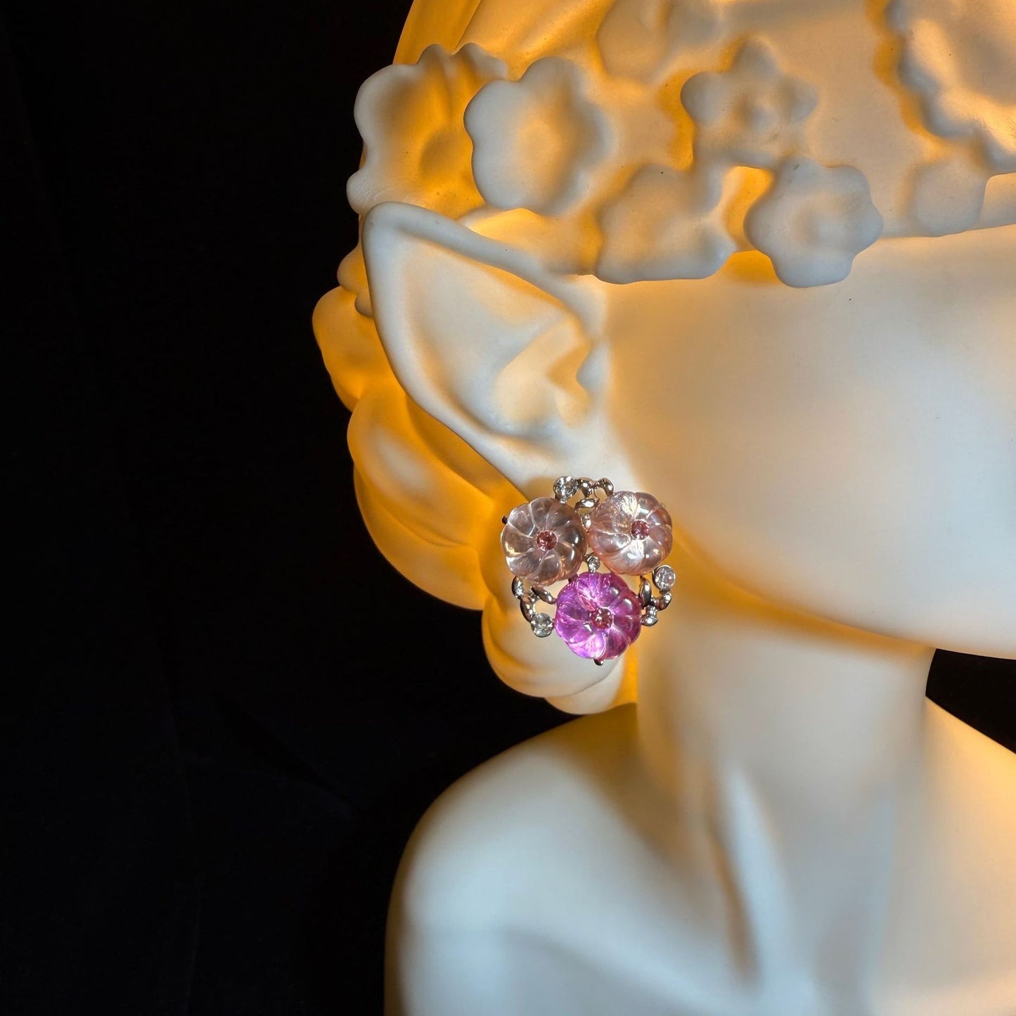 Unique Vintage Pink Geometric Sweet Flowers Earrings