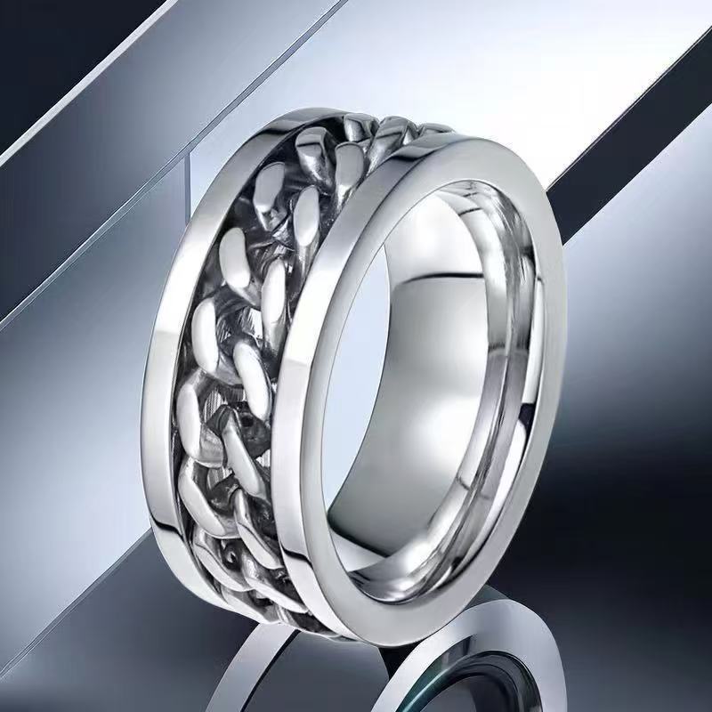 Men's Hip Hop Fashion Rotating Cold Niche Ring