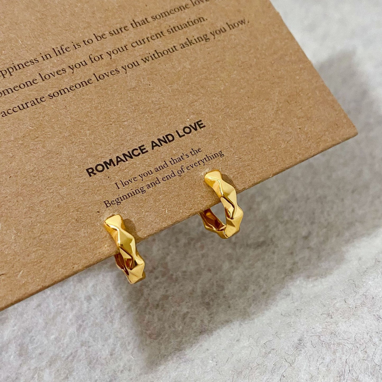 Women's Copper Plated Real Gold Korean Style Simple Diamond Plaid Glossy Ear Buckle