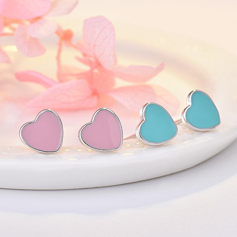 Women's Sier For Fashion Heart-shaped Red Dripping Enamel Rings