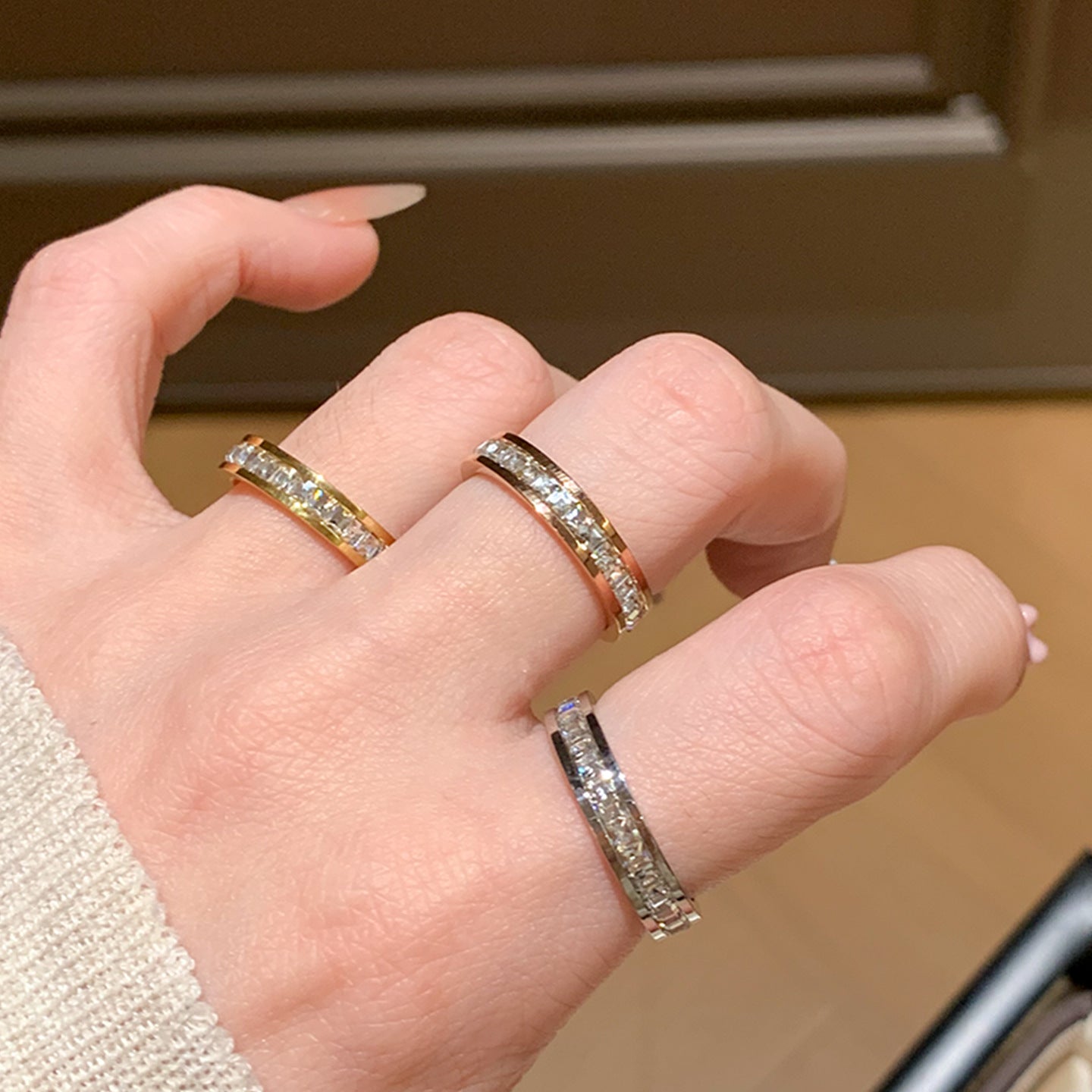 Female Light Luxury High Sense Little Finger Titanium Steel Design Ring
