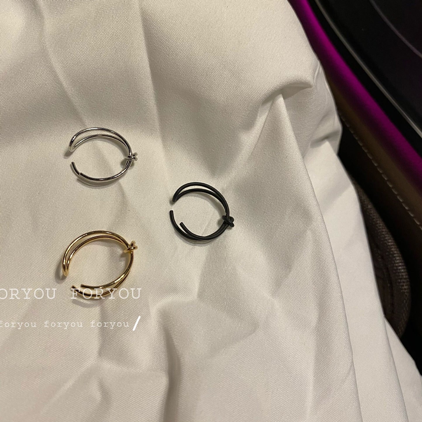 Simple Sweet Bow Matte Gold High Sense Daily Adjustable Ring