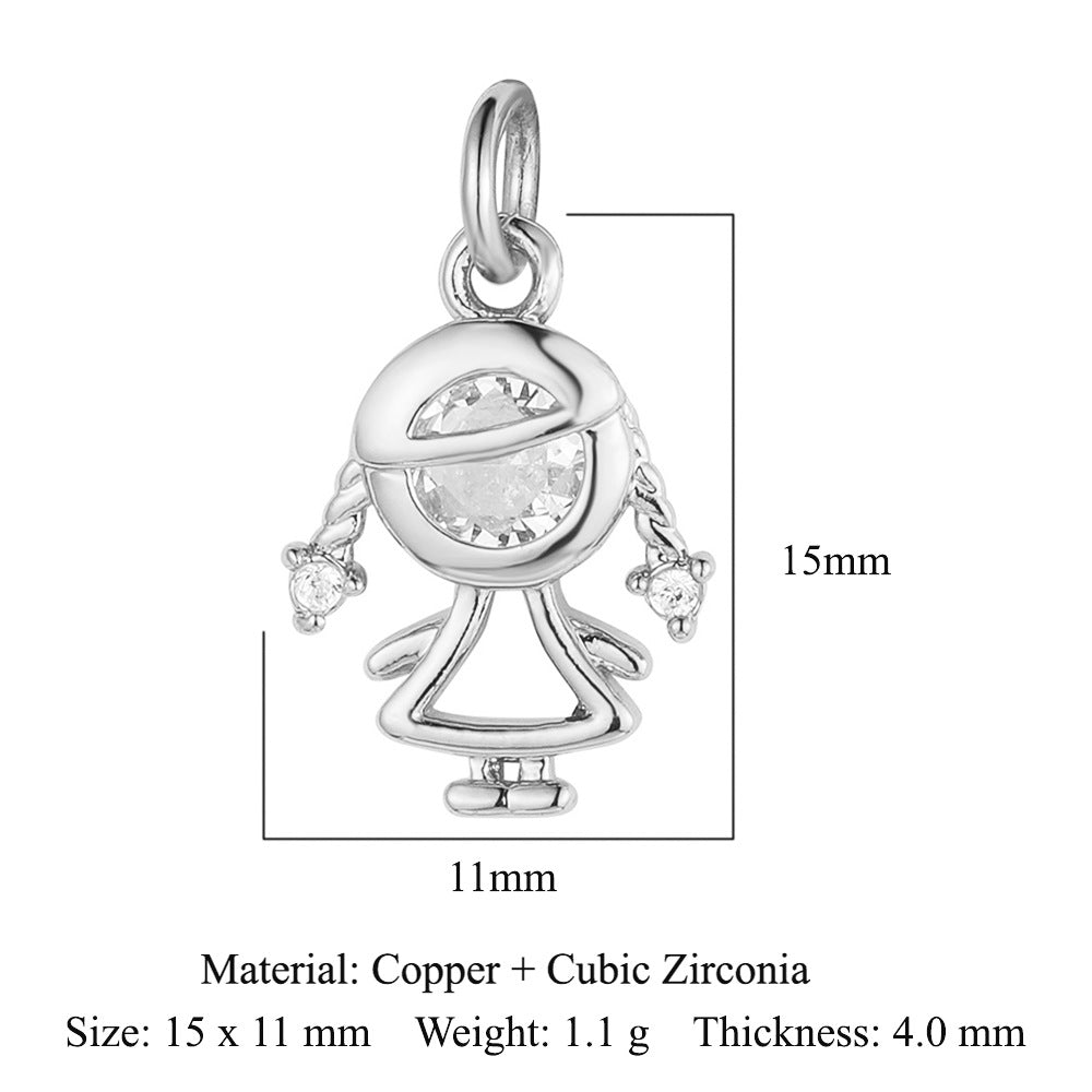 Boy Butterfly Love Copper Zircon Ornament Accessories Pendants