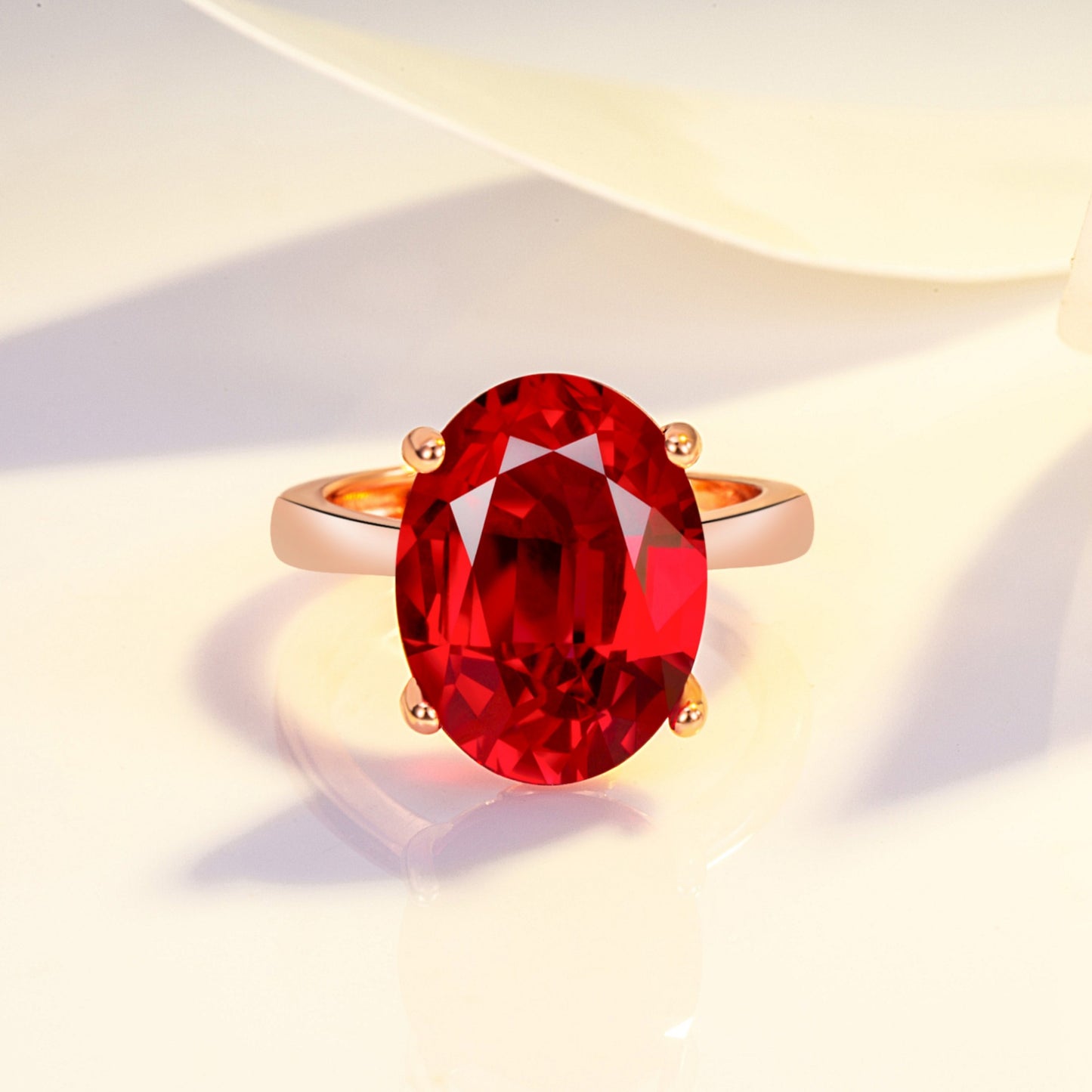 Plated Rose Gold Color Sapphire Red Open Mouth Female Fashion Rings