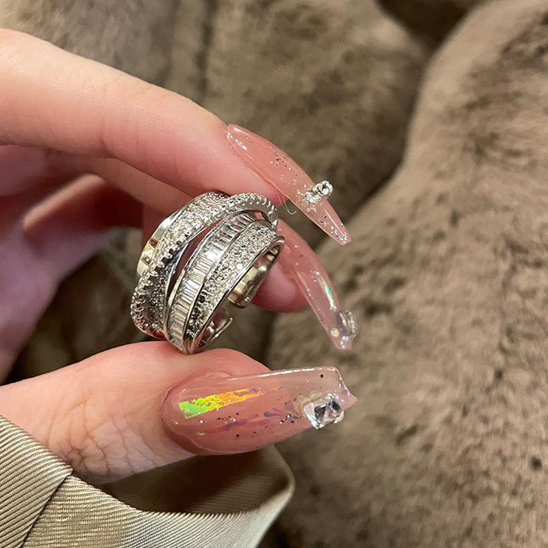 Fashion Copper Inlaid Zircon Cord For Braiding Female Niche Ring