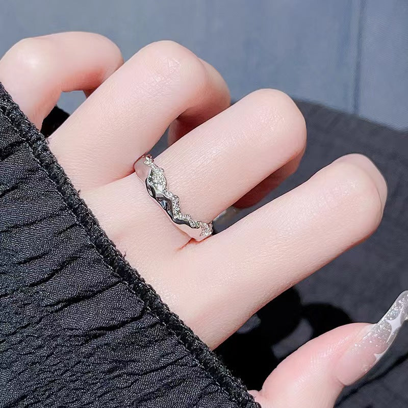 Versatile Simple Couples Openings Design Dark Irregular Couple Personalized Index Ring