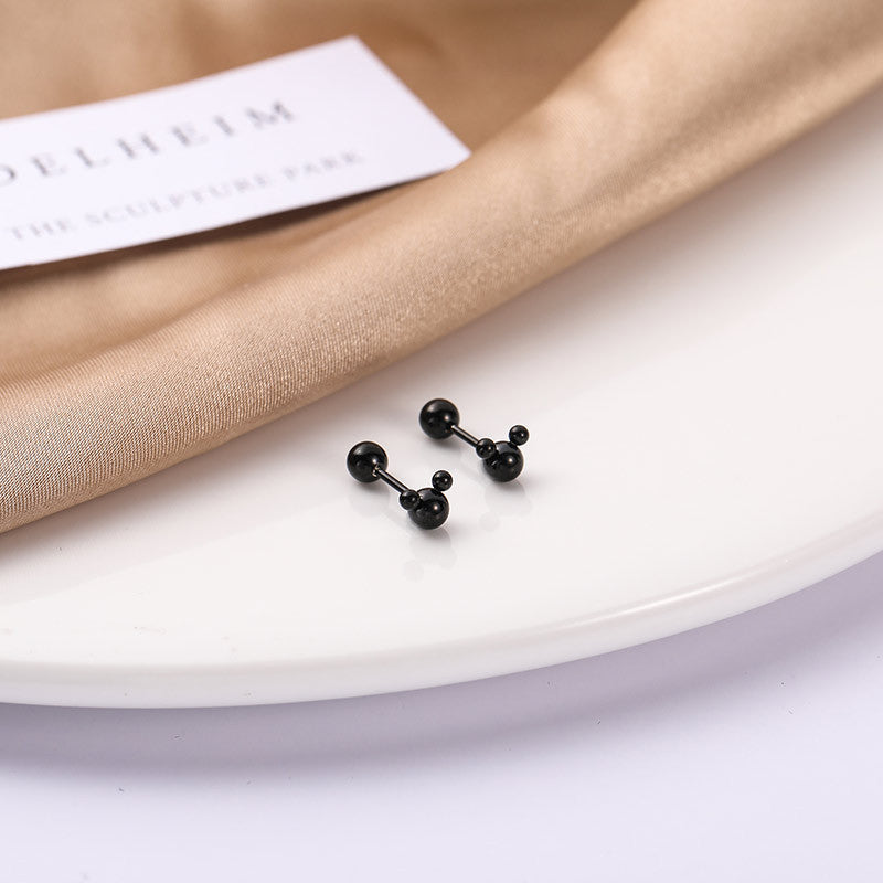 Mickey Female Ball Thread Ear Bone Electroplating Stud Earrings