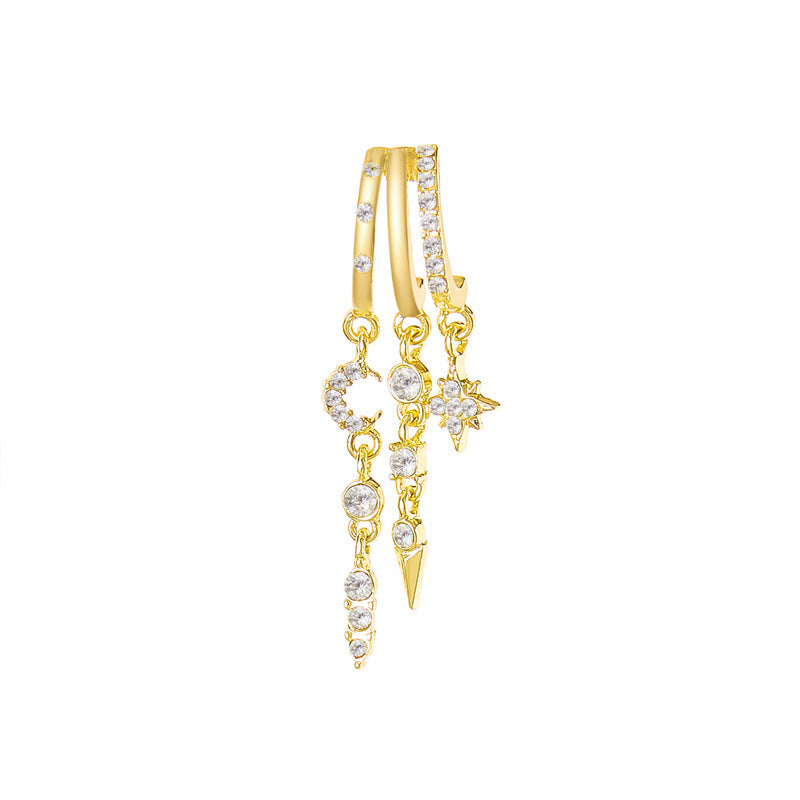 Irregular Tassel Niche Personality Design Diamond Light Earrings