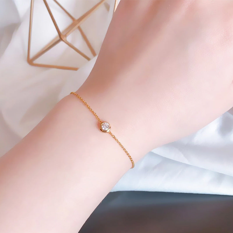 Steel Gold Diamond Fashion Simple Single Adjustable Bracelets