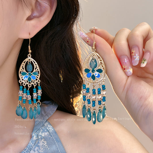 Women's Style Antique Bohemian Long Fringe High Sense Vacation Earrings