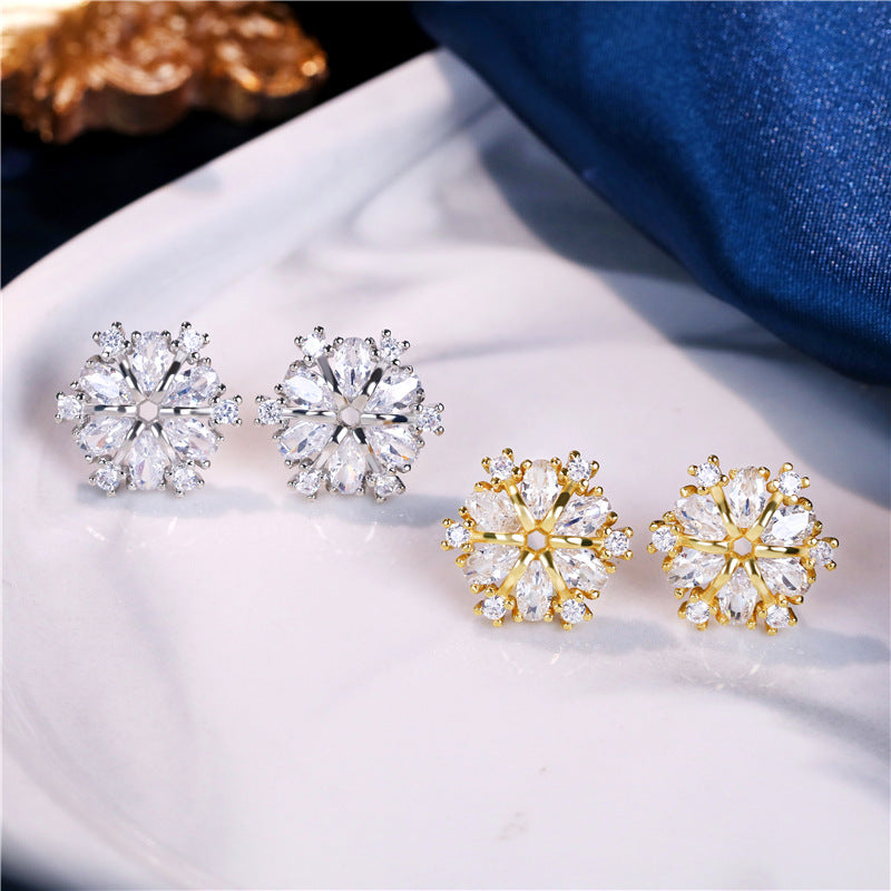 Women's Plaid Copper Inlaid Zircon Electroplated Creative Style Earrings