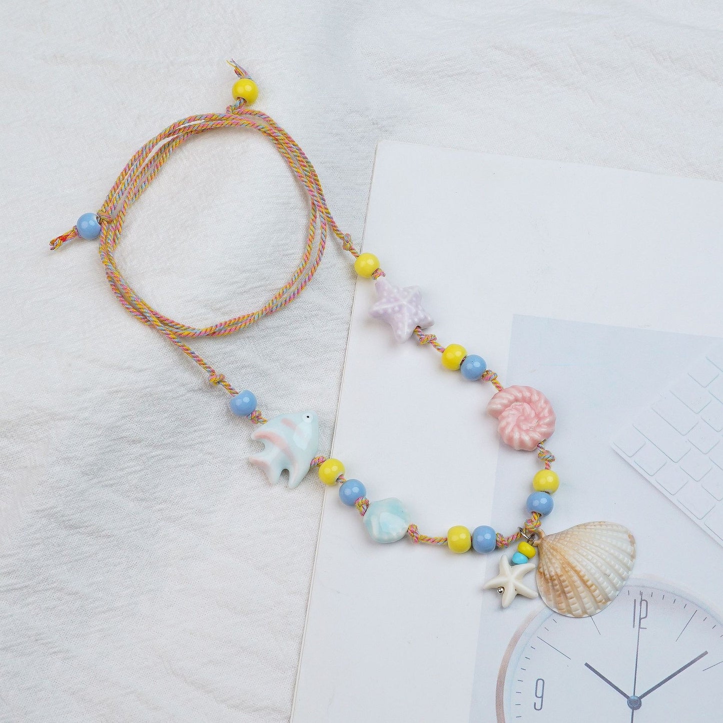 Style Personalized Trendy Ceramic Geometric Colorful Fish Long High-grade Necklace