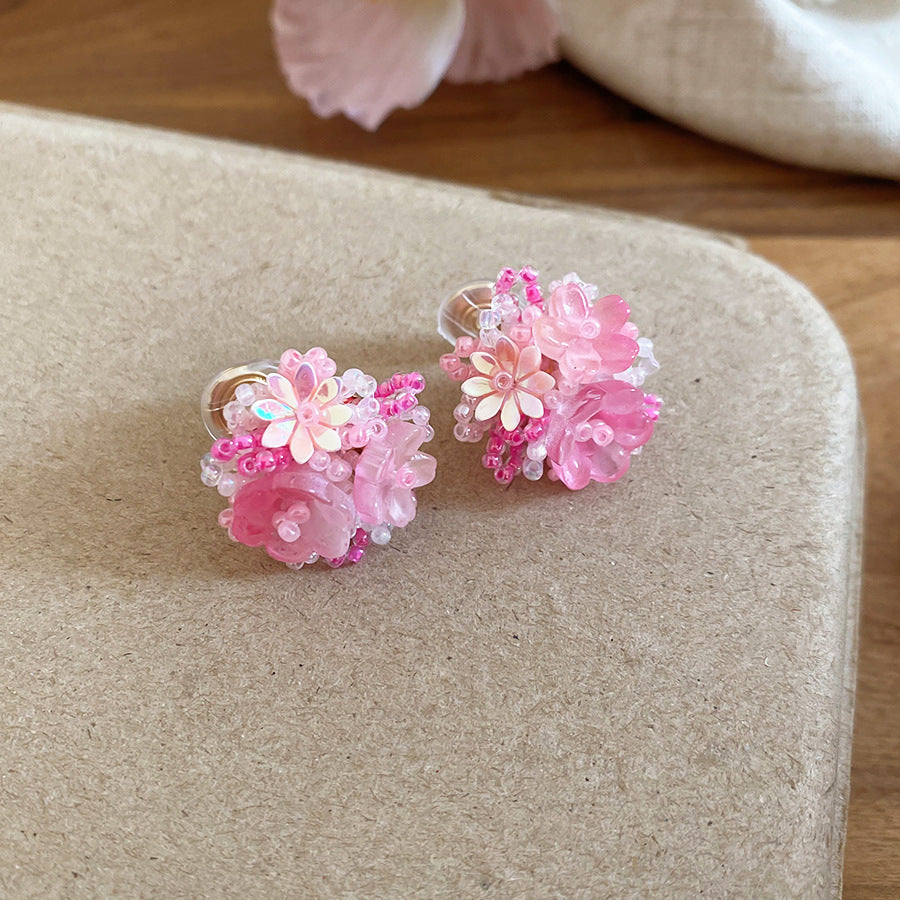 Dopamine Sweet Niche Flower Pearl Fashion Exquisite Stud Earrings