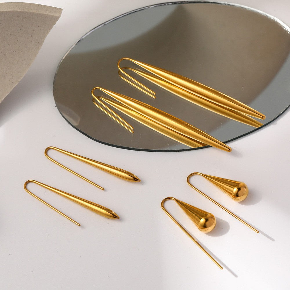 Oval Hollow Titanium Steel Ear Hook Fashion Rings