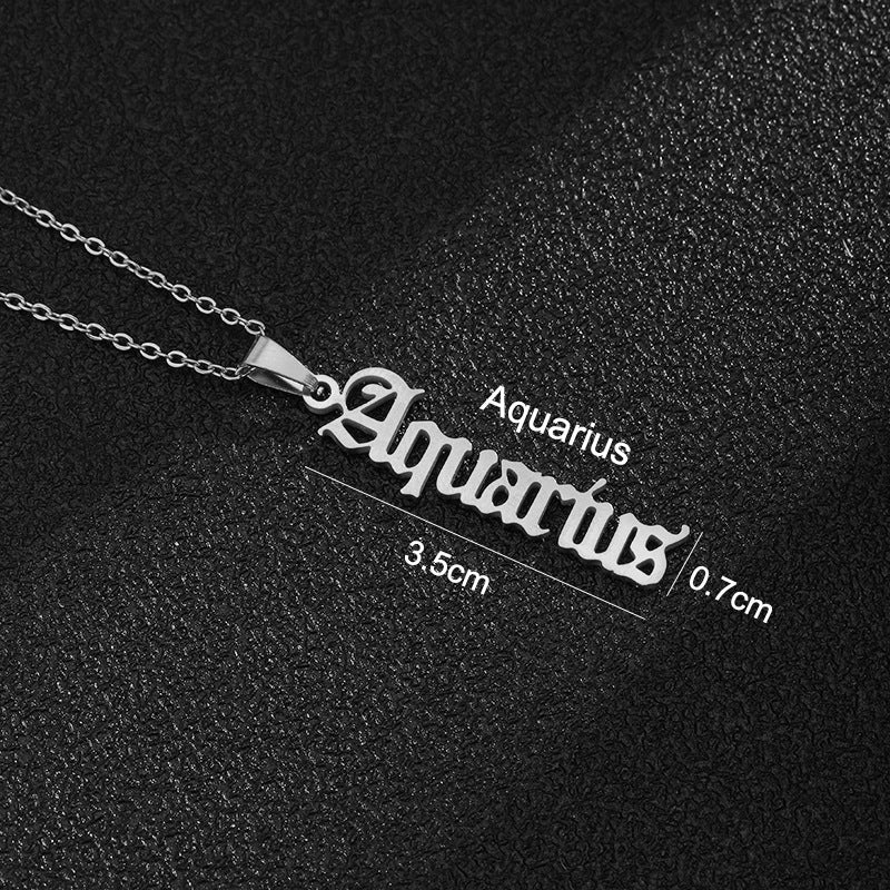 Women's & Men's Constellations Stainless Steel English Letters Titanium Clavicle Pendants