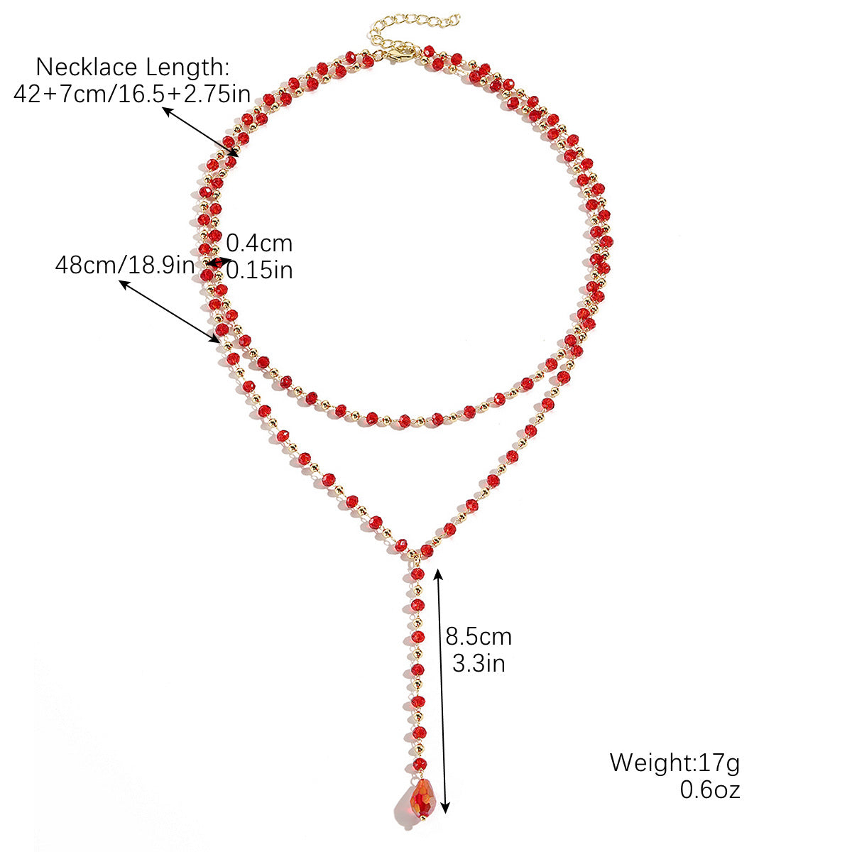 Women's Beads Of Tassel Handmade Beaded Red Crystal High-grade Necklaces