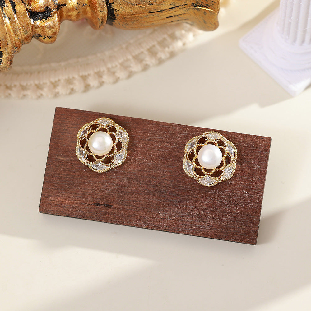 Freshwater Pearl Ear Fashionable Elegant High-grade Earrings
