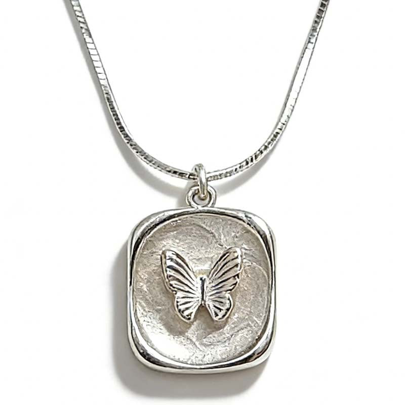 Fashion Relievo Butterfly Shadow Dream Finding Square Plate Female Simple Necklace