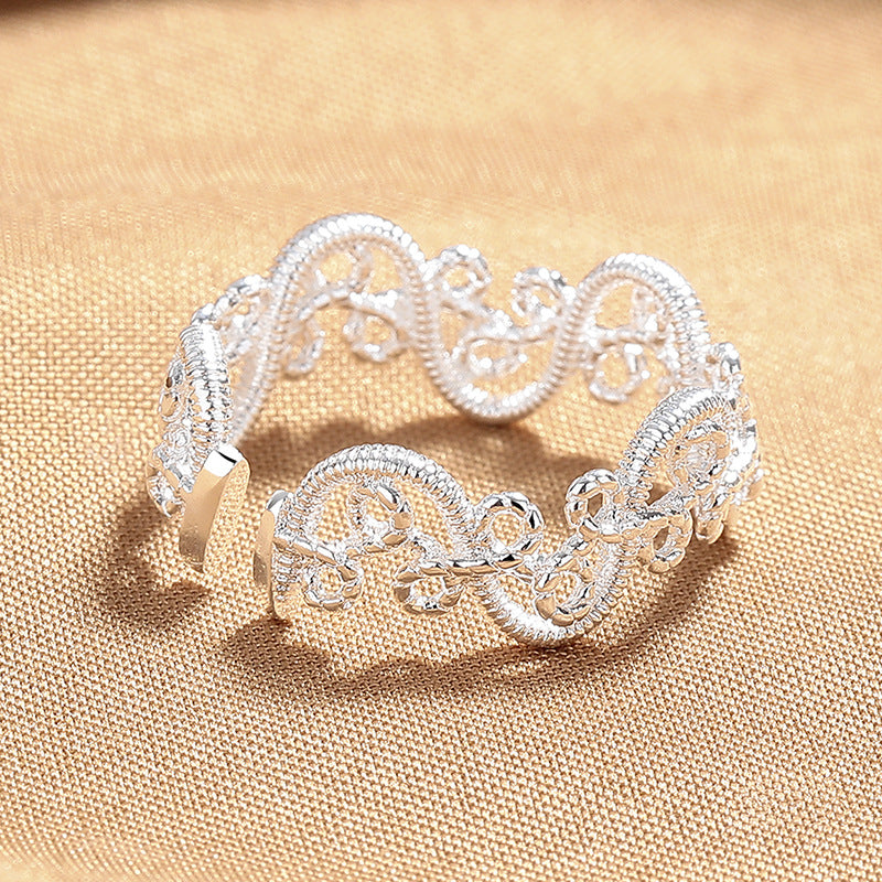 Iris Flower Female Hollow Vine Exquisite Versatile Twin Rings