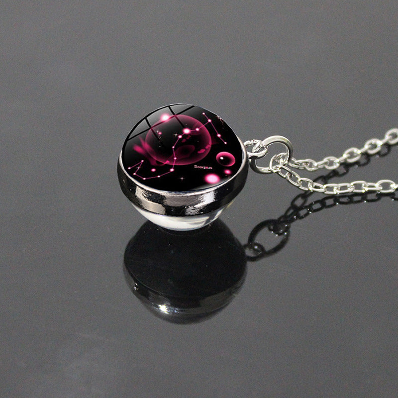 Sky Twee Constellation Glass Ball Time Stone Patch Necklace