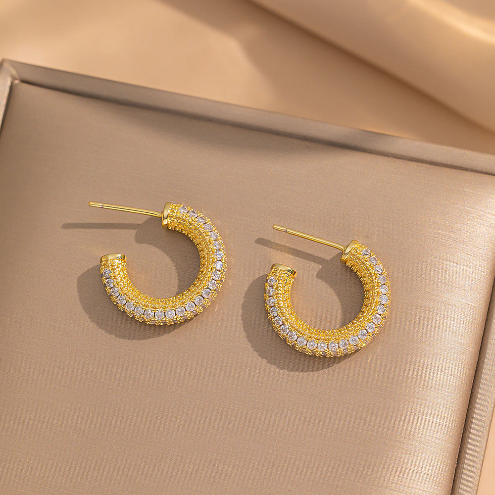 Simple Classic All Match Fashion Zircon Earrings