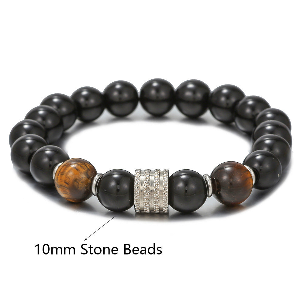 Men's Stone Stainless Steel Six-pointed Star Natural Bracelets