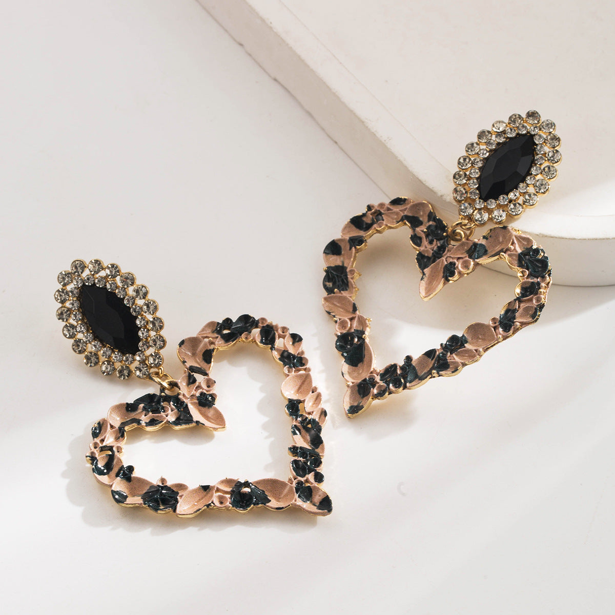 Women's Inlaid Color Diamond Retro Temperament Exaggerating Korean Earrings