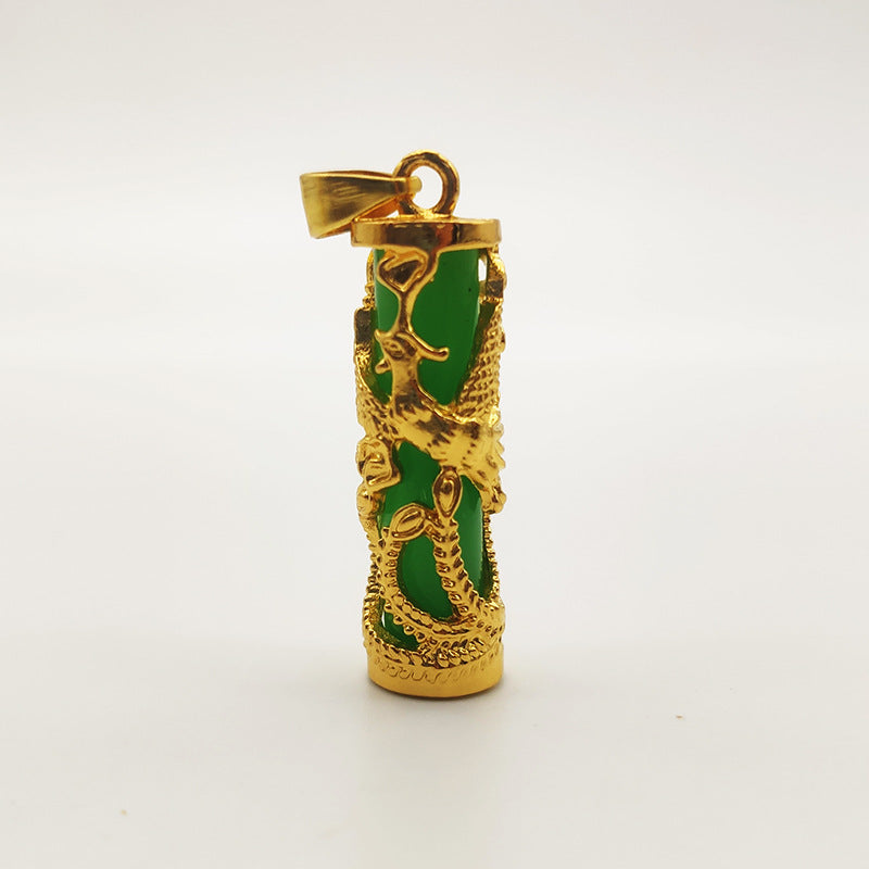 Women's & Men's Luminous Stone Phoenix Pillar Golden Dragon Column Accessories Jewellery Pendants