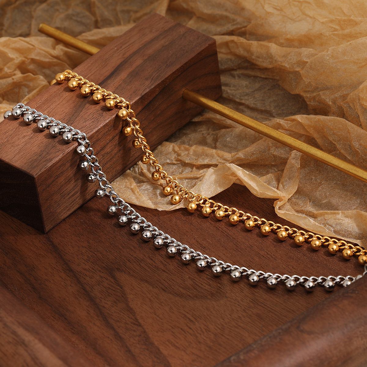 Exotic Style Exaggerated Niche Ball Female Tassel Design Titanium Steel Bracelets
