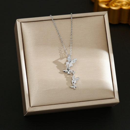 Women's Temperament Gorgeous Full Diamond Titanium Steel Clavicle Necklaces