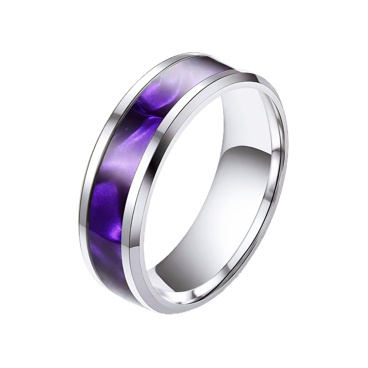 Men's Steel Meteorite Inlaid Gold Foil Light Luxury Fashion Ring