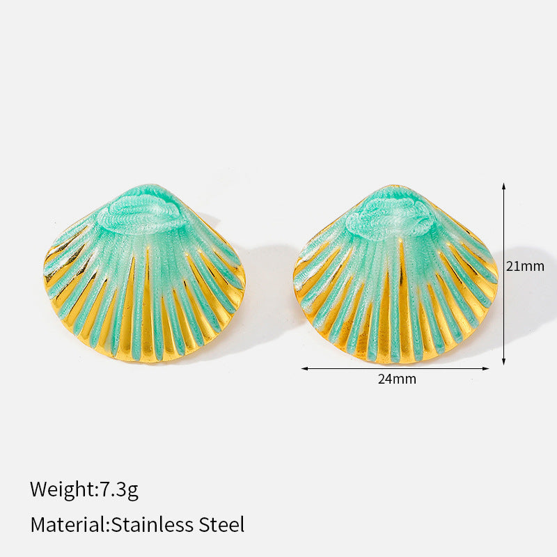 Shell Colorful Oil Penh Shape Fashion Seaside Vacation Versatile Rings