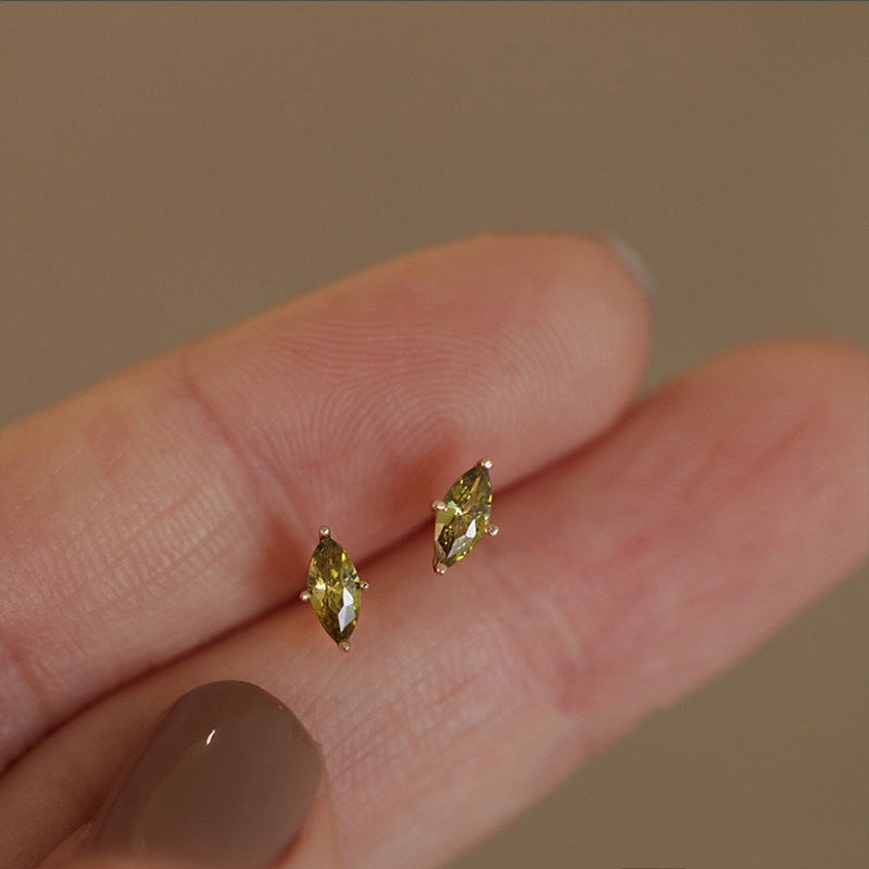 Women's Green Zircon Rhombic Ear For Light Luxury Stud Earrings