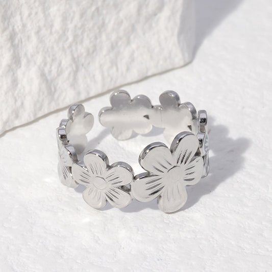 Steel Female Flowers Openings Niche Temperament Rings