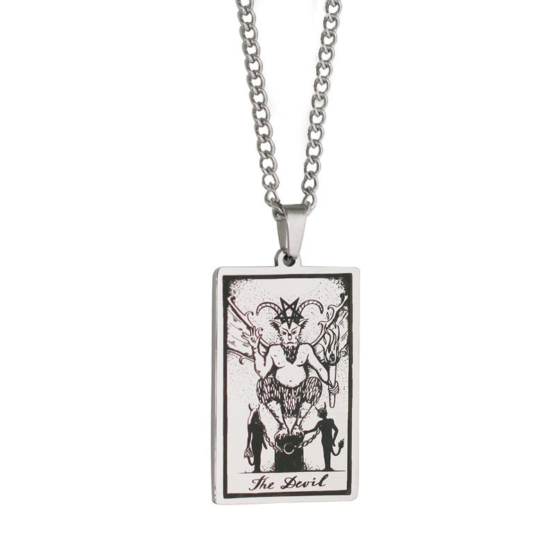Zhang Tarot Titanium Steel Retro Rectangular Necklaces